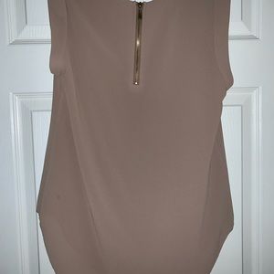Tan with zipper down the back tank top blouse